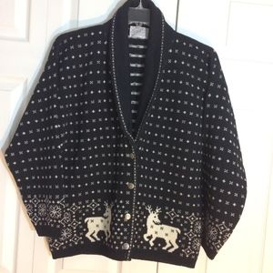 Vintage mens cardigan Pendleton fair isle reindeer